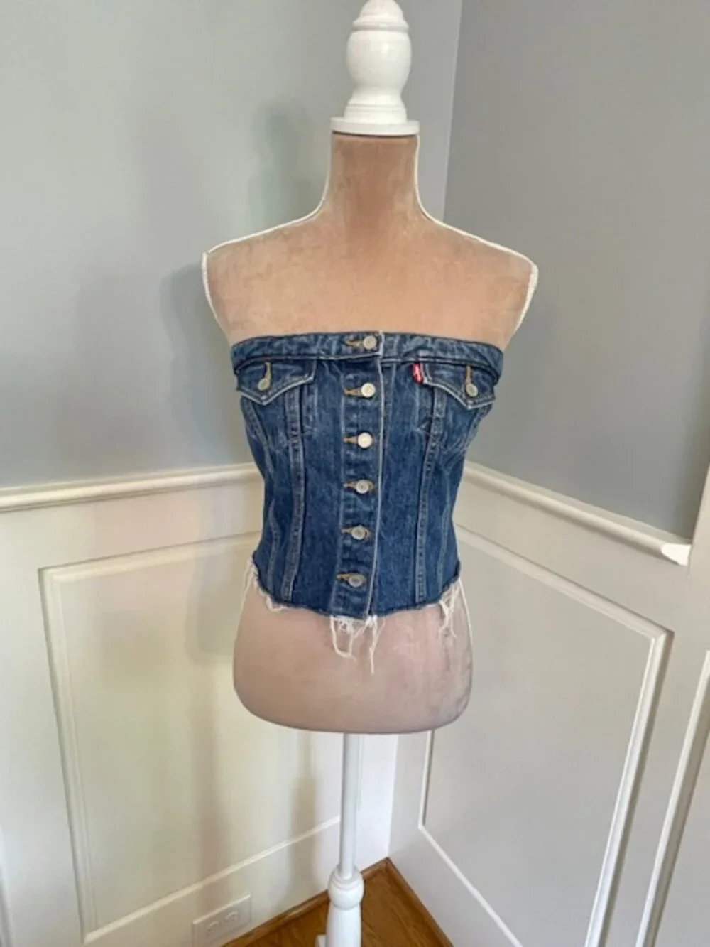 Levi's X Free People Denim Lace Up Corset Bustier Tank Top Small - Picture 2 of 10